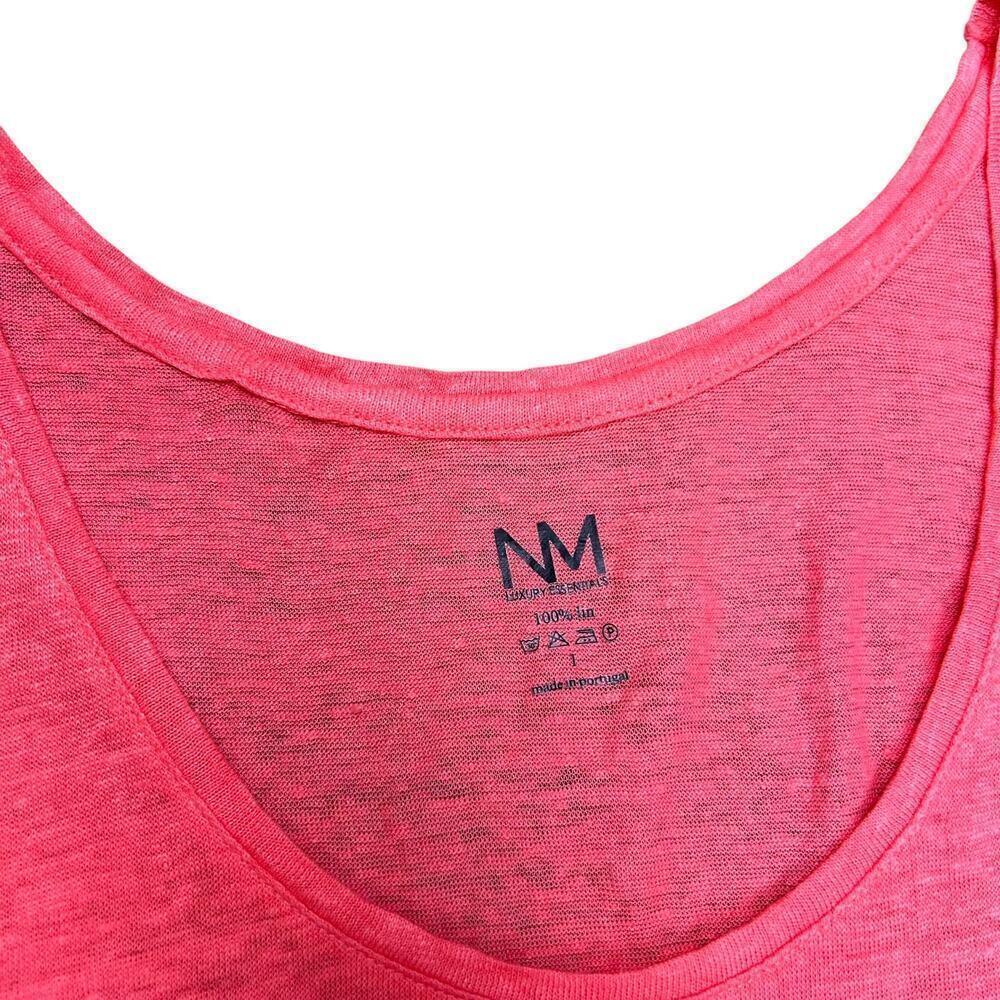 Neiman Marcus NM Luxury Essentials 100% Linen Tank Top Coral Pink Orange Shirt - Picture 2 of 6